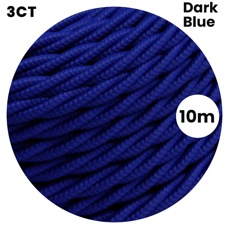 Marineblaues Stoffkabel mit Schutzleiter für Pendelleuchten