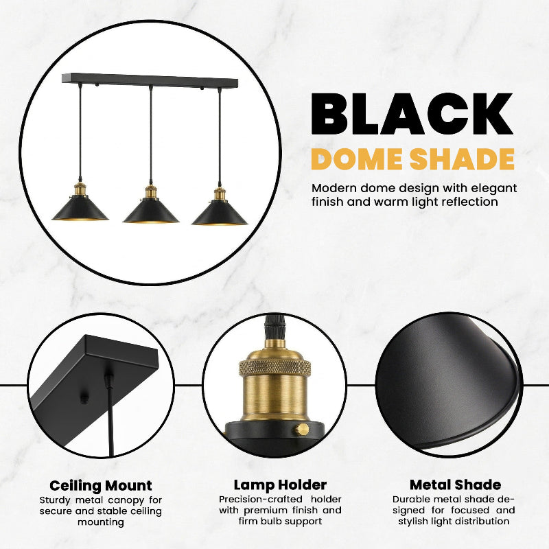 Mehrflammige Pendellampe im Fabrik-Stil schwarz matt