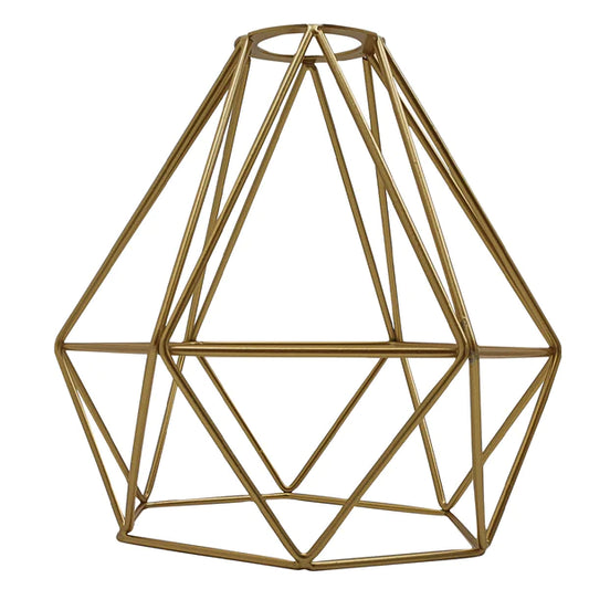 Metall Anhänger goldener Lichtschirm industrielle geometrische Drahtkäfig-Lampenschirm-Deckenlampe~2779
