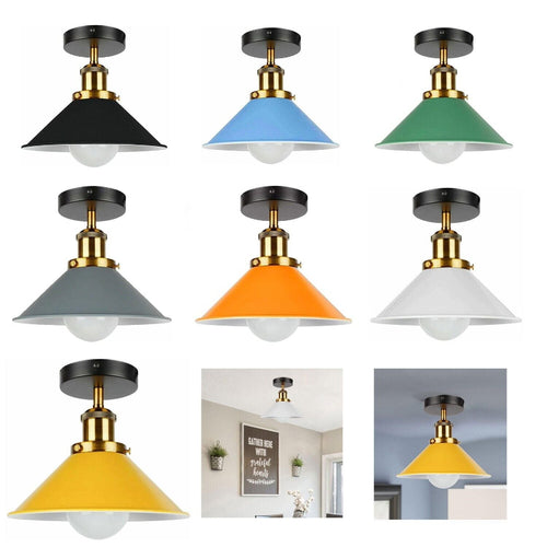 E27 Deckenleuchte Vintage Look –  Multicolor Metall Schirm~3262