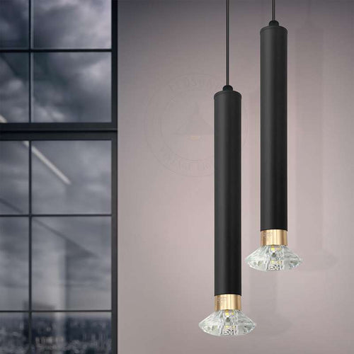 Moderne Zylindrische Pendelleuchte Schwarz Hängelampe~2631