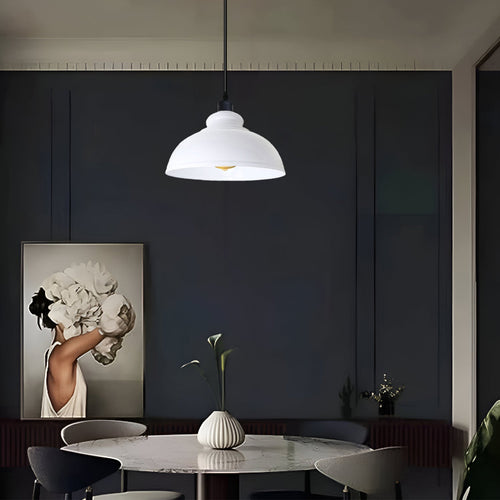 Industrie Pendelleuchte Metall Weiß | Ø29cm Schirm | E27 Fassung~2962