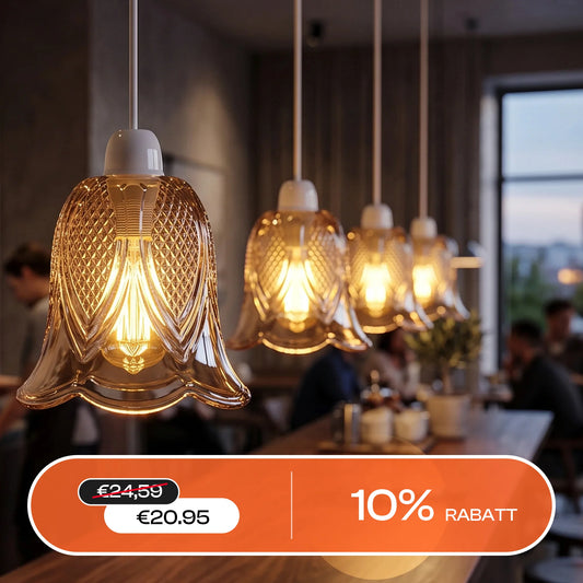 Bernsteinfarbener Glas Lampenschirm E27 mit Struktur und Kabel für Pendelleuchten