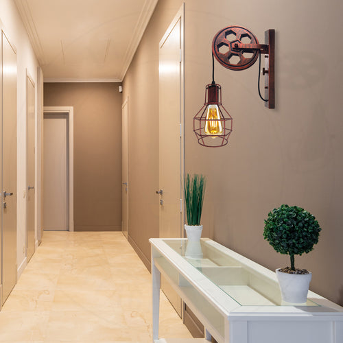 Wandlampe wohnzimmer vintage Wheel pulley lamp antique~2727