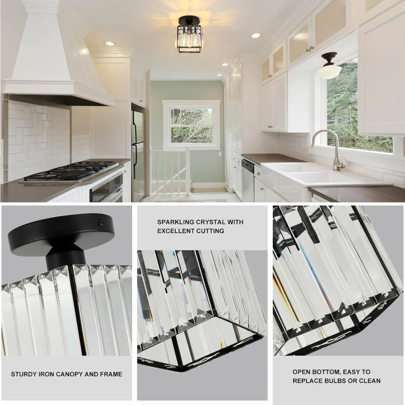 Quadratische Glas-Deckenlampe