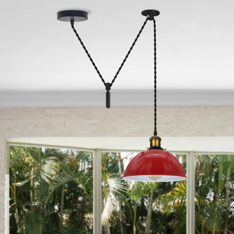 Lampada a sospensione rossa con design a puleggia – cavo da 2 m ~3067