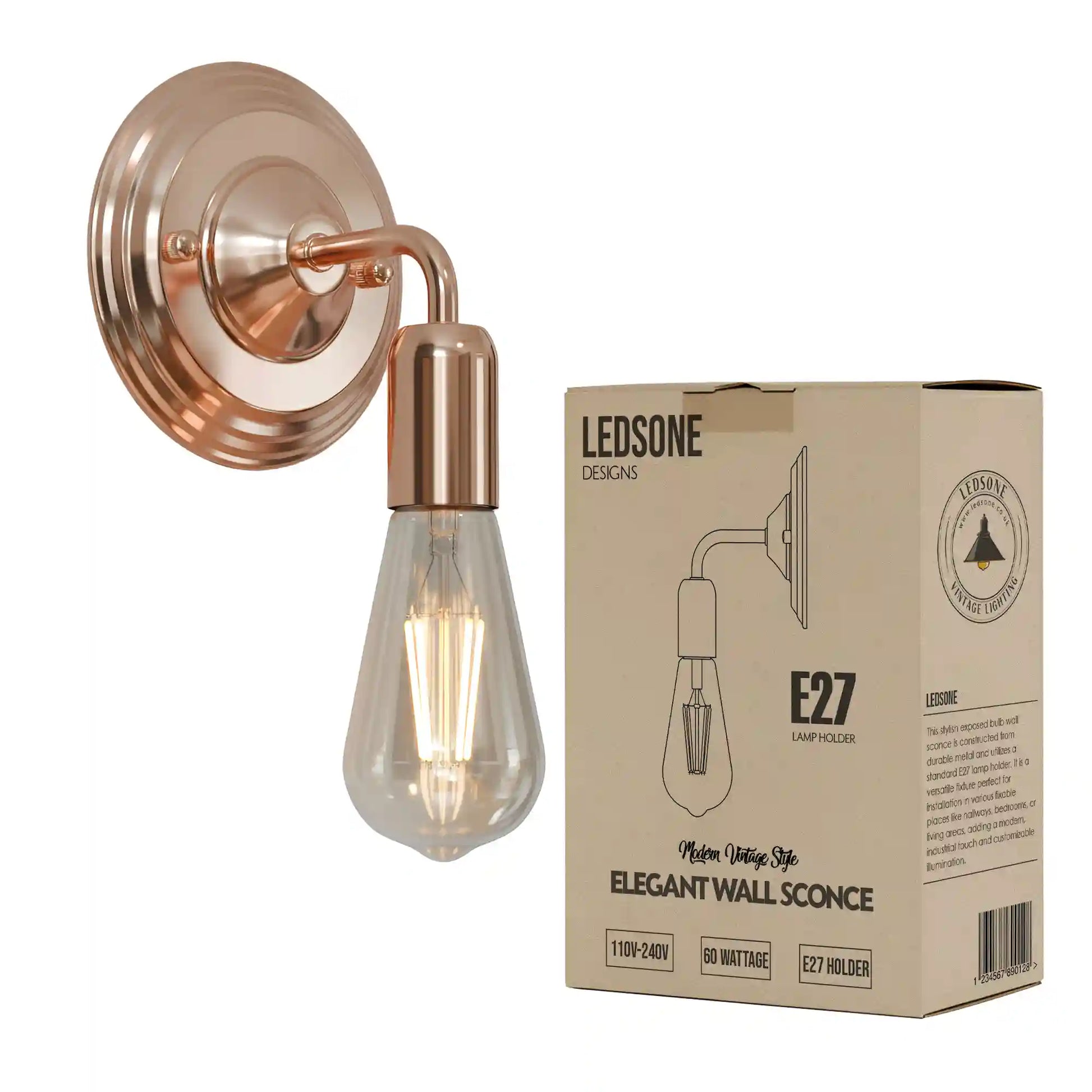 industrielle wandlampe e27