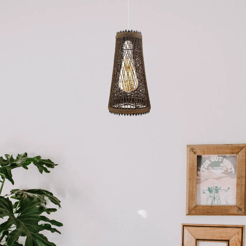 Rattan Hängelampe Schirm Pendelleuchte ~3274