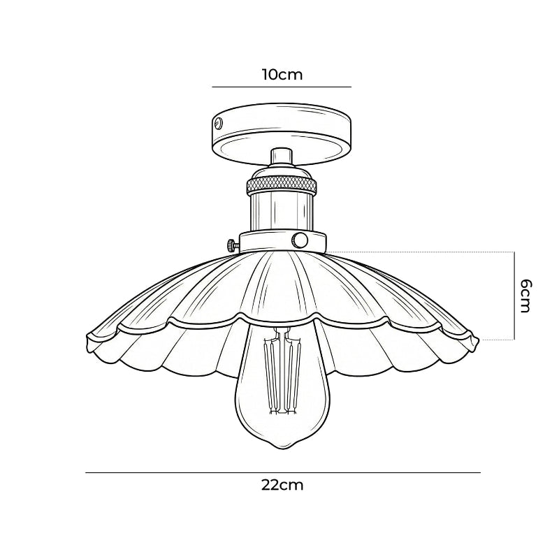 Retro Deckenlampe mit verchromtem Metallschirm 22cm