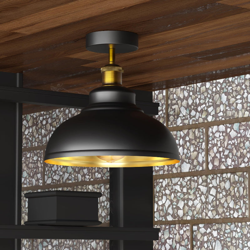 Retro Industrie Deckenlampe Metall Schwarz Matt