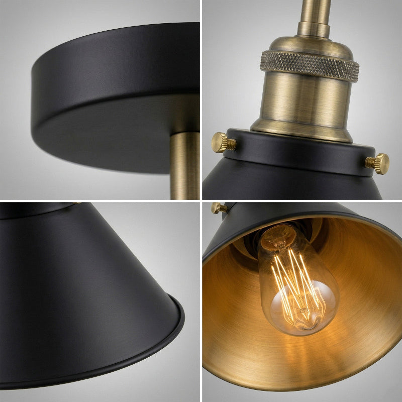 Retro Industrie Deckenlampe Schwarz Matt 18cm Schirmlänge