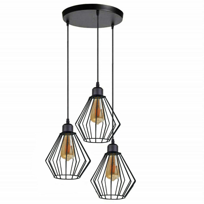 Retro Pendelleuchte Diamantform schwarz