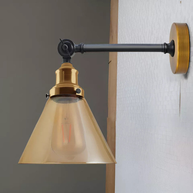 Retro Wandlampe Messing & Schwarz