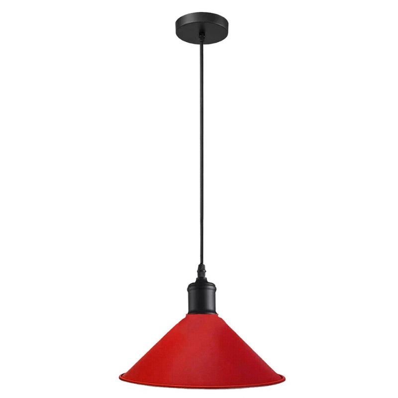 Pendelleuchte in kräftigem Rot mit E27-Fassung im angesagten Industrial Vintage Design