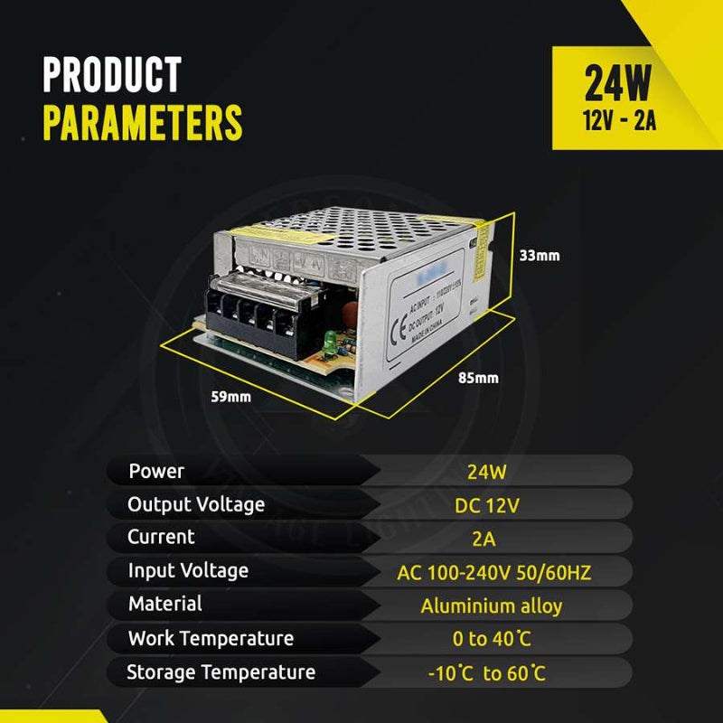 DC12V 2 A 24W IP20-LED-Transformator mit universell geregeltem Schaltnetzteil