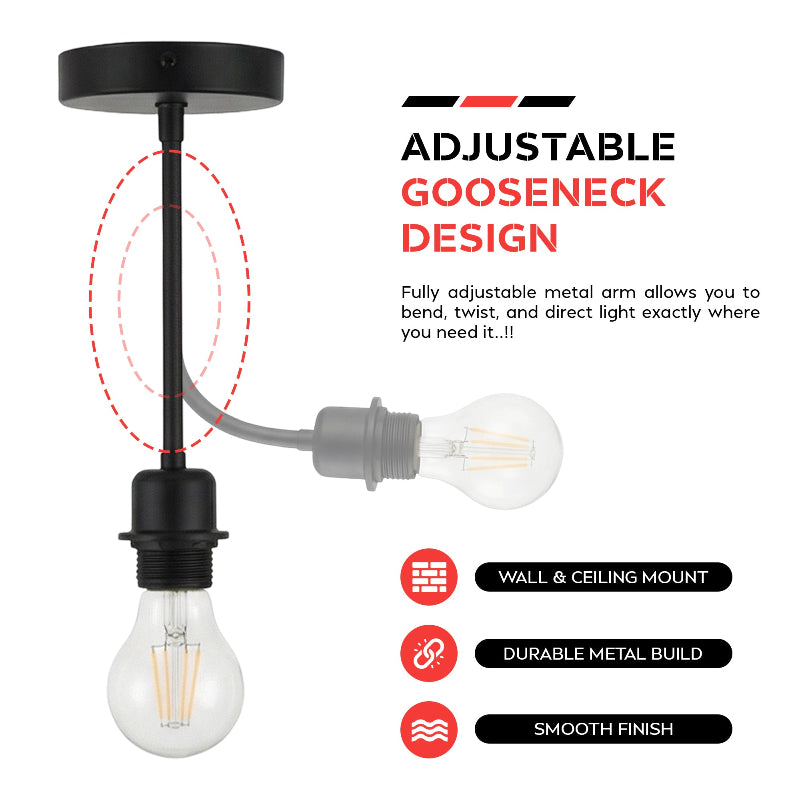 Schwanenhals Wandleuchte schwarz und weiß 2er Pack