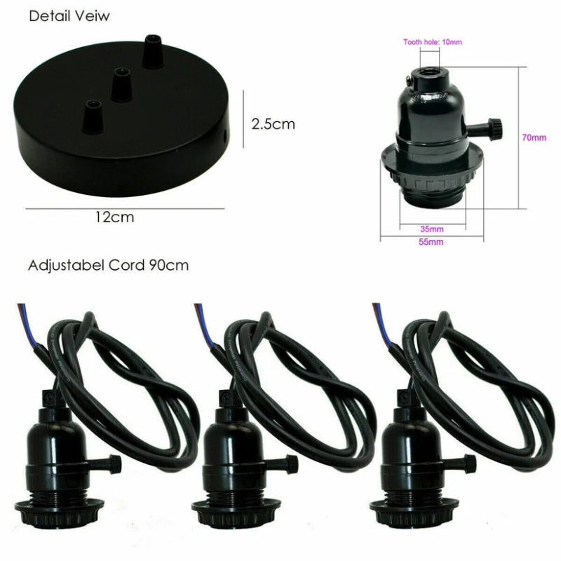 Schwarze Deckenlampe mit PVC Kabel