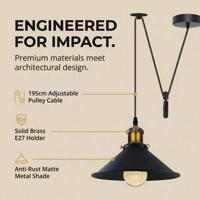 Schwarze Industrial Deckenlampe für Küche und Bar