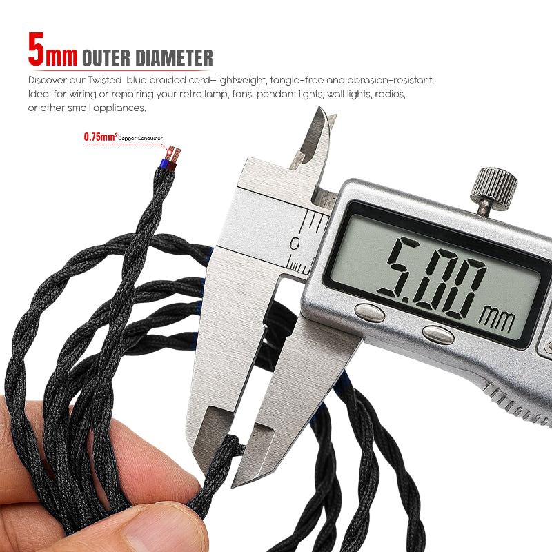 Schwarze Textilummantelung für Elektrokabel