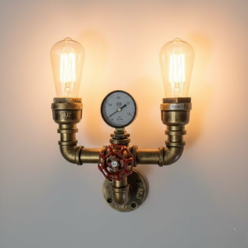 Steampunk Wandlampe Gebürstetes Kupfer Wandleuchten ~3475