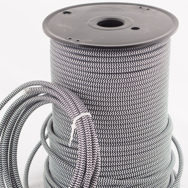 Stoffkabel Schwarz-Weiß für Pendelleuchte
