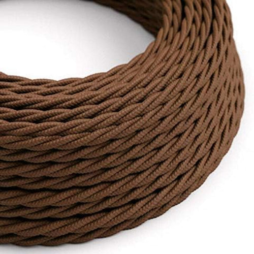 Tekstilkabel brun 2-leder snoet strømkabel brun 0,75 mm² ~2750
