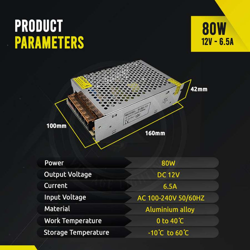  Trafo 12V/80W/6.6A/ IP20 netzteil Fur LED Streifen 