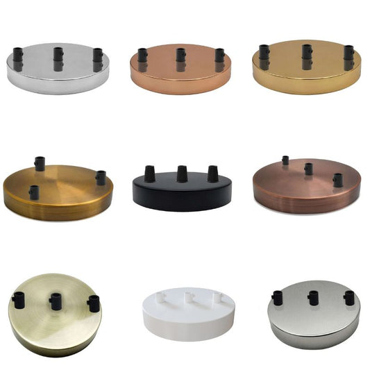 Rosone da soffitto cromato a 3 attacchi per soffitto vintage~2675
