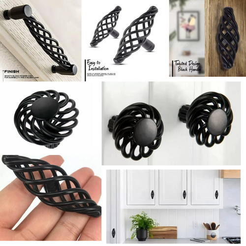 Antike Möbelknöpfe Schwarz Eisen Vintage Schrankgriff~3257