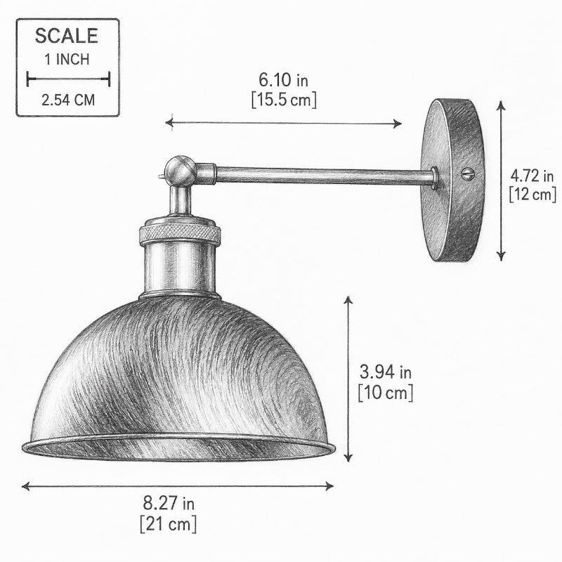 Verstellbare Wandlampe mit Metallschirm