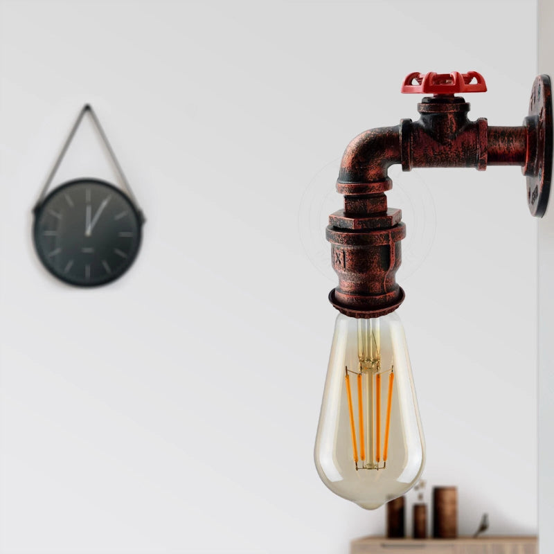 Vintage Eisenrohr Wandlampe