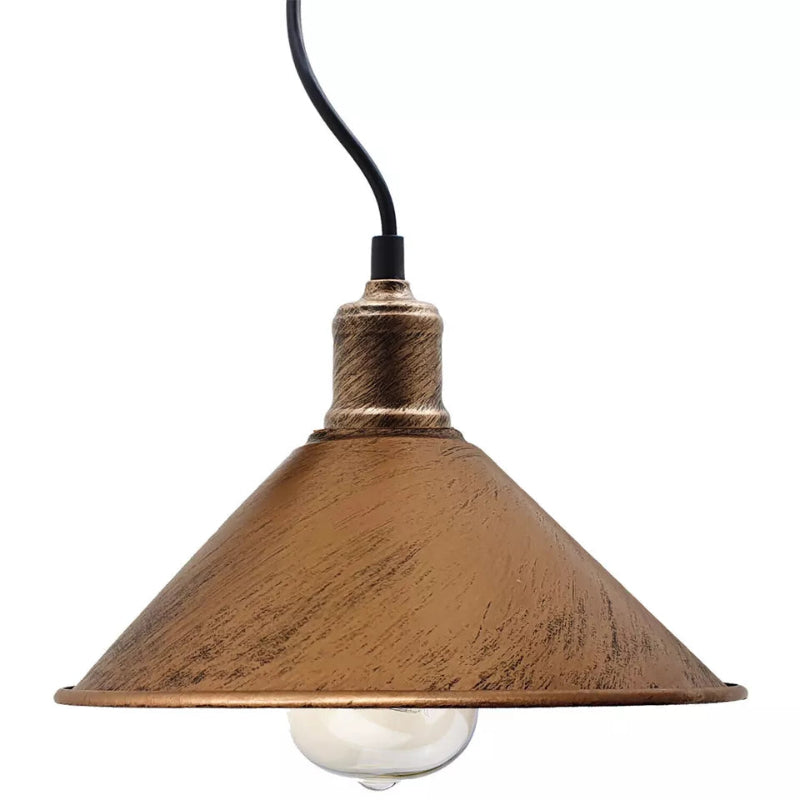 Gebürstetes Kupfer Vintage Pendelleuchte aus Metall mit E27 für Esstisch