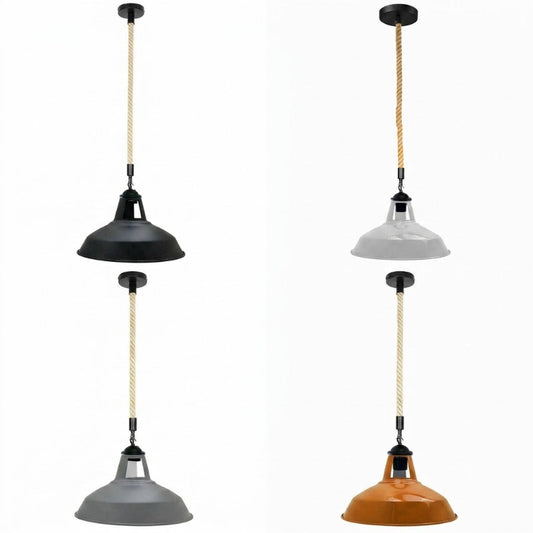 Vintage Hängelampe Metallschirm mit Seil