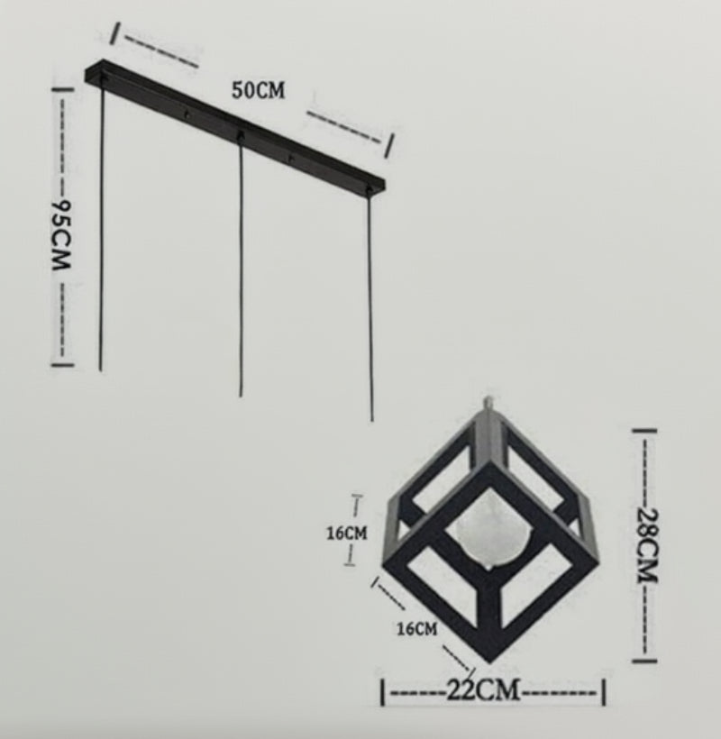 Vintage Industrie Pendelleuchte Metallwürfel mattschwarz