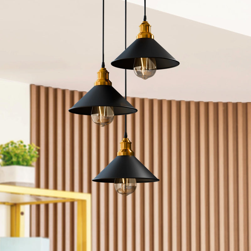 Vintage Pendelleuchte Schwarz/Gold