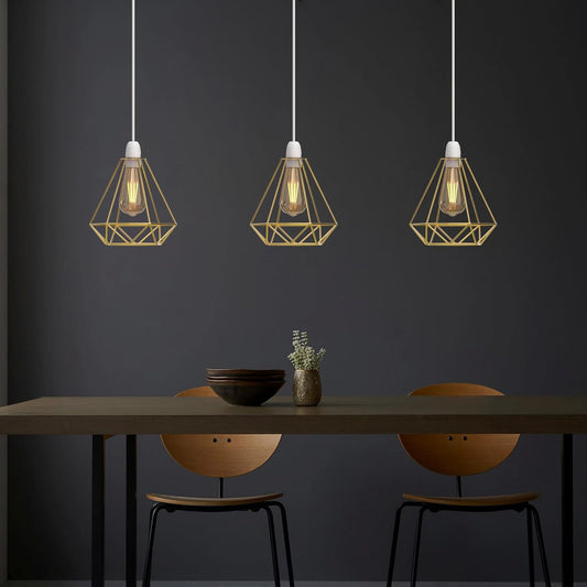Metall Anhänger goldener Lichtschirm industrielle geometrische Drahtkäfig-Lampenschirm-Deckenlampe~2779