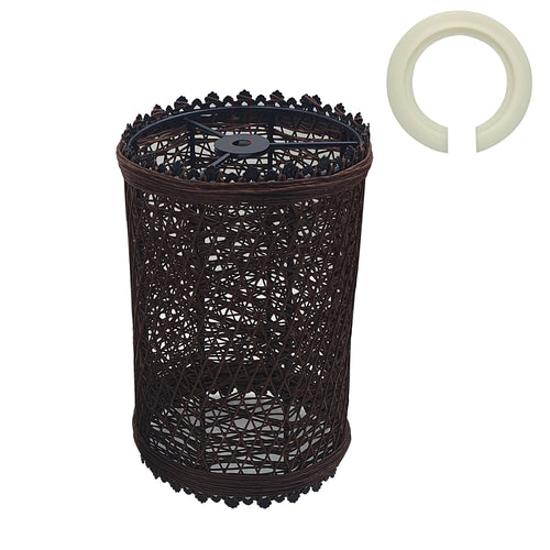 Loftslampeskærm i stofdesign i brunt rotting ~ 3086