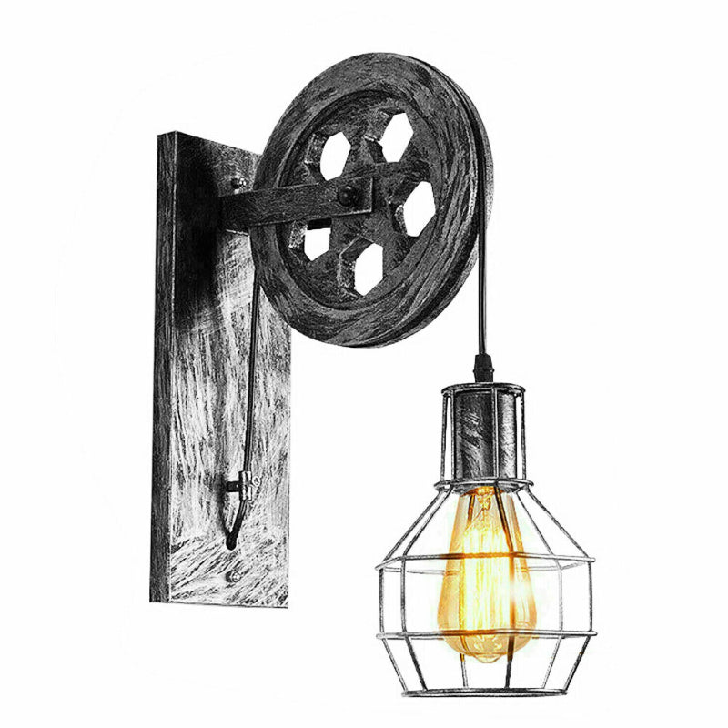 Wandbeleuchtung Metallkäfig Retro Silber