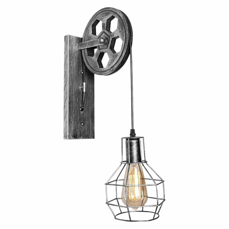 Wandlampe Flaschenzug Optik antik Kupfer