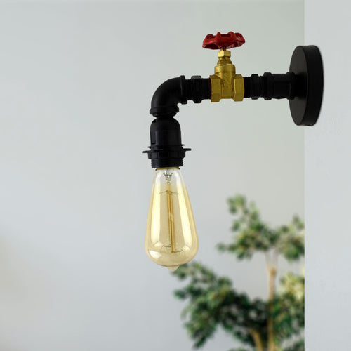 Industrielle Wasserrohr-Wandleuchte – Retro E27 Wandlampe, Eisen, Vintage Steampunk Look~3047