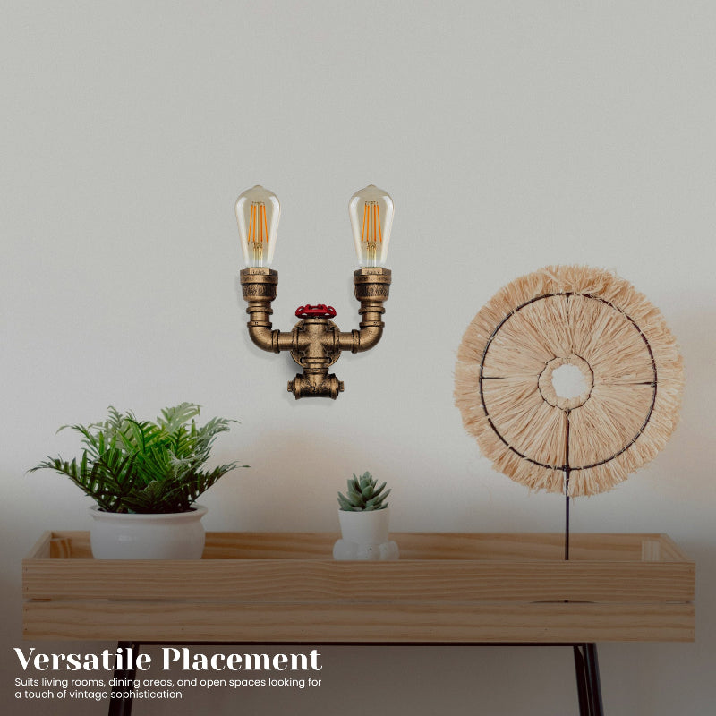 Wandlampe Wasserrohr Optik mit Manometer