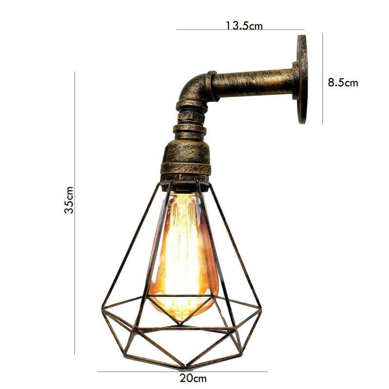 Vintage Decken Pendelleuchte Diamant Drahtkäfig-Kupfer