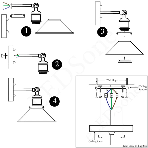 Wandleuchte innen Ø 22 Cm E27 Lampenfassung
