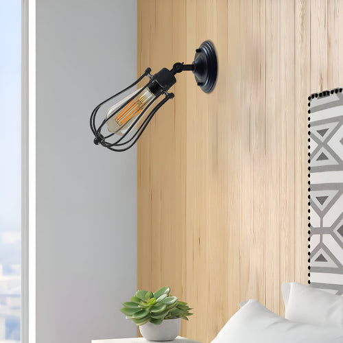 Modern Wandleuchte Schwarz Innen käfig lampenschirm ~2972