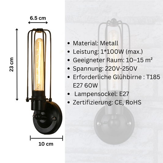 Wandleuchte Innenlampe Vintage Industriekäfig