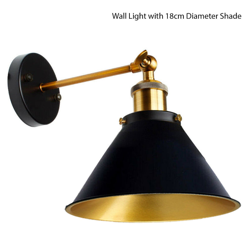 Wandleuchte Metall schwarz Wandlampe E27 Industrial