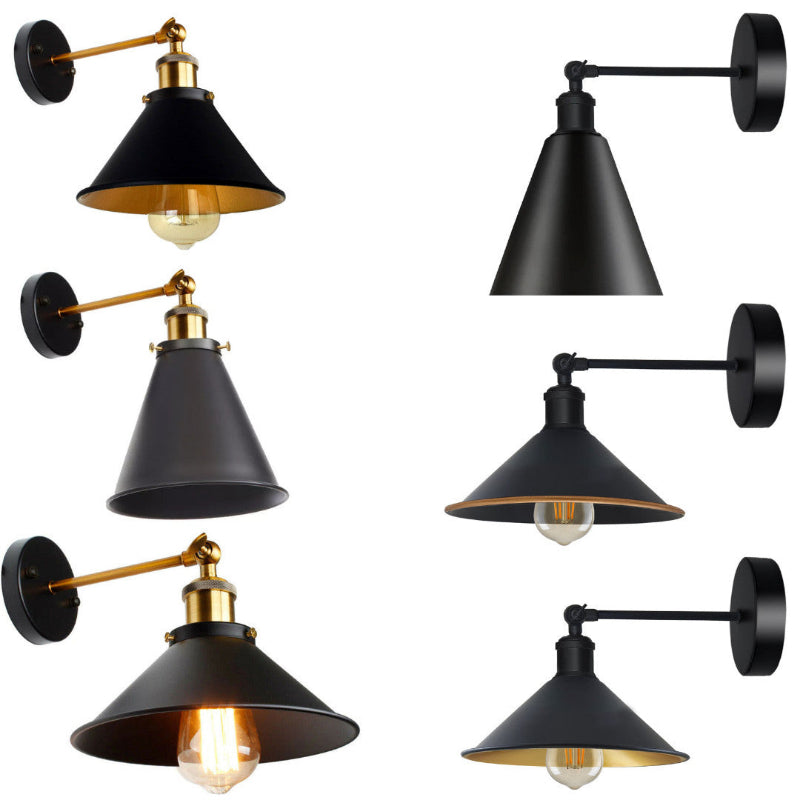 Wandleuchte Metall schwarz Wandlampe E27 Industrial
