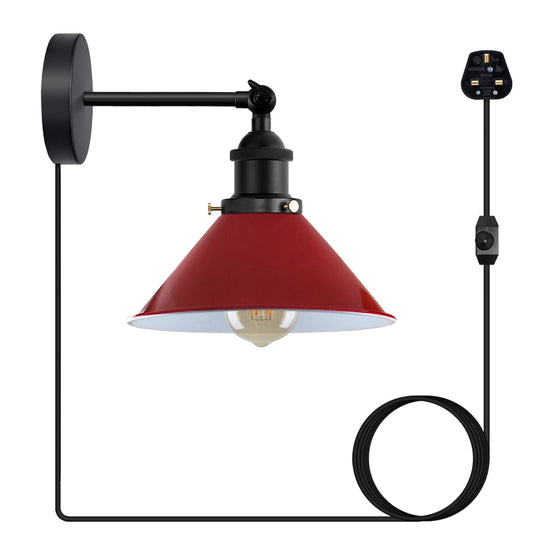 Wandleuchte mit Schalter und Kabel|Rot Wandlampe 