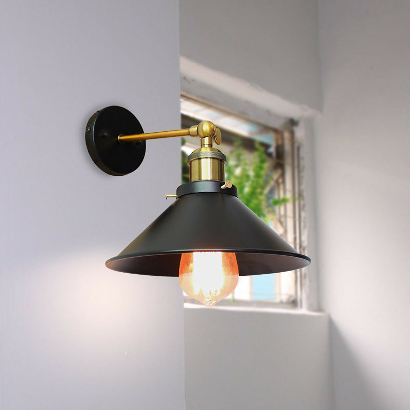Wandleuchte Metall schwarz Wandlampe E27 Industrial