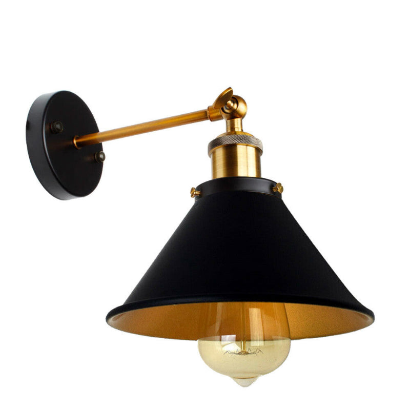Wandleuchte Metall schwarz Wandlampe E27 Industrial